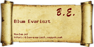 Blum Evariszt névjegykártya